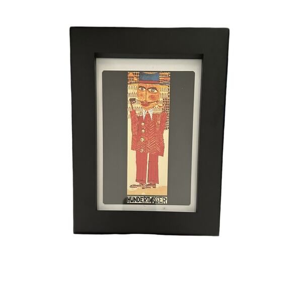 Vintage Framed Hundertwasser Postcard 80's Lithographic Print Foil Embossing - Picture 1 of 10